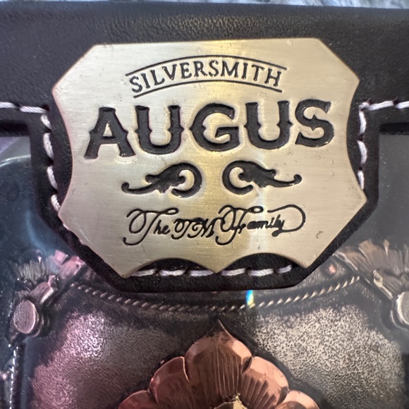 Gorgeous Augus Silver Tone Belt Buckle Western Belts HTF main image 5